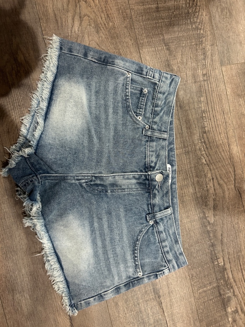 Forever 21 Light Wash Distressed Denim Shorts